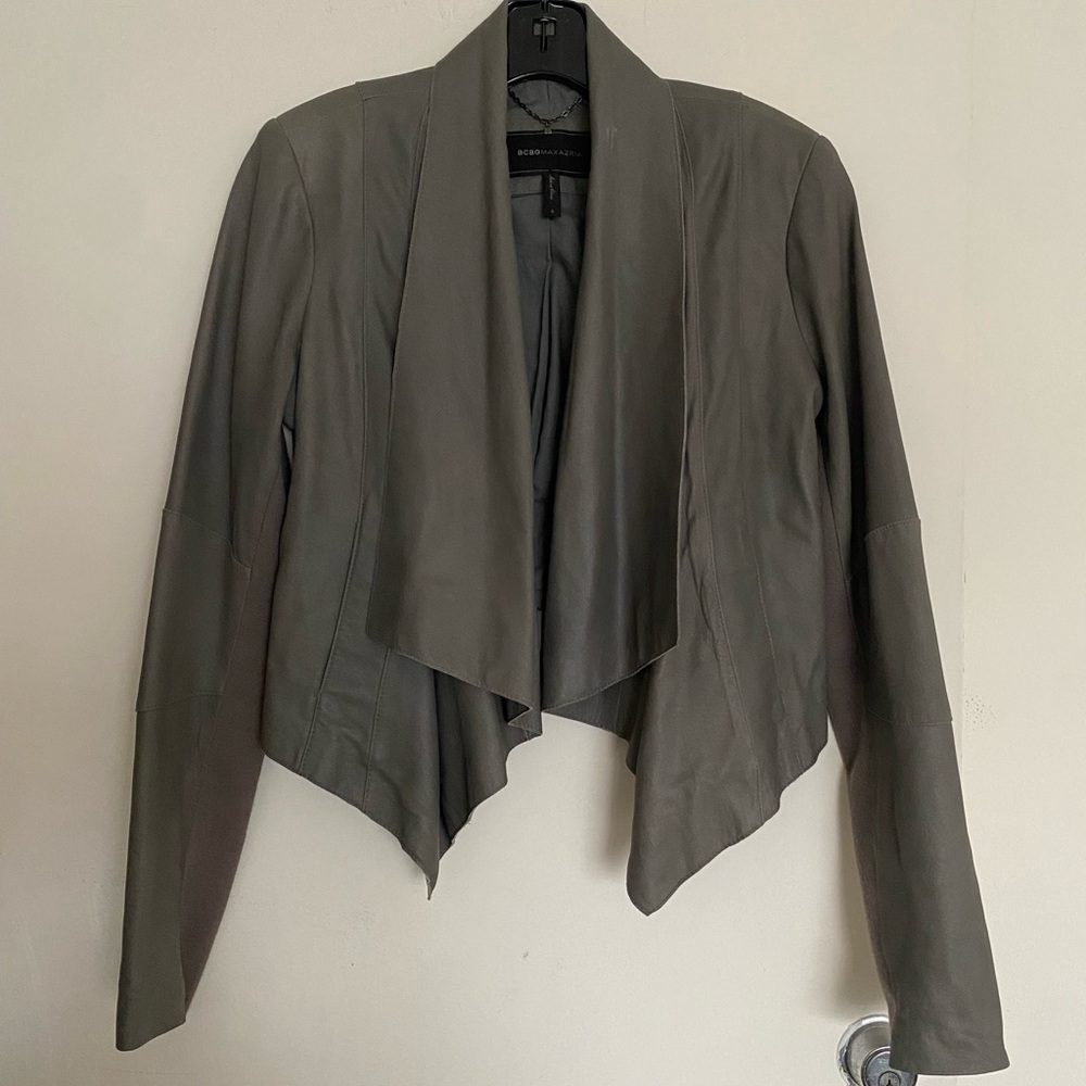 BCBGMaxAzria Women's Leather Jacket in Gray